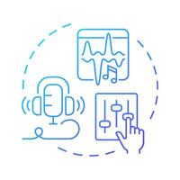 Sound design multi color concept icon. Media production, sfx. Soundboard, digital editing. Round shape line illustration. Abstract idea. Graphic design. Easy to use in infographic, presentation vector