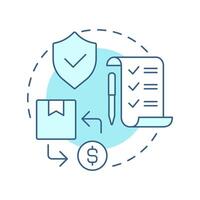 Return policy and procedure soft blue concept icon. Reverse logistics type. Terms and conditions. Round shape line illustration. Abstract idea. Graphic design. Easy to use in article vector