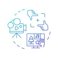 Formalism film theory multi color concept icon. Filmmaking, storytelling. Movie production. Round shape line illustration. Abstract idea. Graphic design. Easy to use in infographic, presentation vector