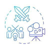 Conflict multi color concept icon. Story conflict, narrative. Film characters. Round shape line illustration. Abstract idea. Graphic design. Easy to use in infographic, presentation vector