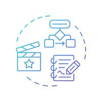 Structuralism film theory multi color concept icon. Movie script. Storytelling, screenwriting. Round shape line illustration. Abstract idea. Graphic design. Easy to use in infographic, presentation vector