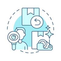 Inspection and sorting soft blue concept icon. Reverse logistics stage. Examination of goods. Product return. Round shape line illustration. Abstract idea. Graphic design. Easy to use in article vector