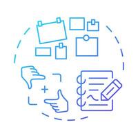 Plot multi color concept icon. Story board, storytelling. Cinematography, film plot. Round shape line illustration. Abstract idea. Graphic design. Easy to use in infographic, presentation vector