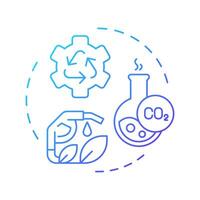 Carbon utilization blue gradient concept icon. Greenhouse gas reprocessing, filtration. Round shape line illustration. Abstract idea. Graphic design. Easy to use infographic, presentation vector