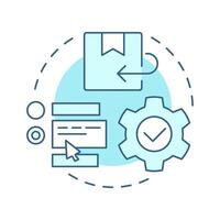 Returns management soft blue concept icon. Reverse logistics type. Product return. Business operations. Round shape line illustration. Abstract idea. Graphic design. Easy to use in article vector
