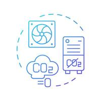 Direct air capture blue gradient concept icon. Carbon management, ventilation. Filtration system. Round shape line illustration. Abstract idea. Graphic design. Easy to use infographic, presentation vector