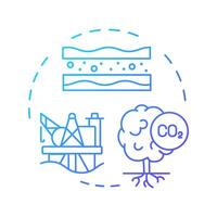 Carbon storage blue gradient concept icon. Greenhouse gas capture, management. Ecology preservation. Round shape line illustration. Abstract idea. Graphic design. Easy to use infographic, presentation vector