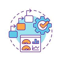 Step-by-step sop multi color concept icon. Efficiency metrics, statistics. Operating procedures. Round shape line illustration. Abstract idea. Graphic design. Easy to use in infographic, presentation vector