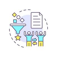 Collaborative filtering multi color concept icon. User data, organization. Advertising system. Round shape line illustration. Abstract idea. Graphic design. Easy to use article, blog post vector