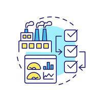 Manufacturing sops multi color concept icon. Efficiency metrics, performance monitoring. Round shape line illustration. Abstract idea. Graphic design. Easy to use in infographic, presentation vector