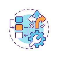 Flow chart sop multi color concept icon. Hierarchy structure, task list. Process flow. Round shape line illustration. Abstract idea. Graphic design. Easy to use in infographic, presentation vector