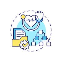 SOPS in healthcare multi color concept icon. Task management, information management. Round shape line illustration. Abstract idea. Graphic design. Easy to use in infographic, presentation vector