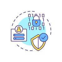 Privacy concerns multi color concept icon. Cyber security, user profile. Access control, technology. Round shape line illustration. Abstract idea. Graphic design. Easy to use article, blog post vector