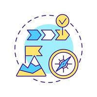 Purpose multi color concept icon. Business strategy, leadership. Corporate goal, target. Round shape line illustration. Abstract idea. Graphic design. Easy to use in infographic, presentation vector
