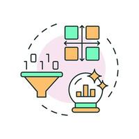 Matrix factorization multi color concept icon. Filtering technique, statistic metric. System, methodology. Round shape line illustration. Abstract idea. Graphic design. Easy to use article, blog post vector