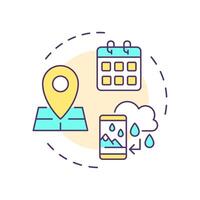 Context-aware recommendations multi color concept icon. Data collection, personalized. Algorithms, services. Round shape line illustration. Abstract idea. Graphic design. Easy to use article vector