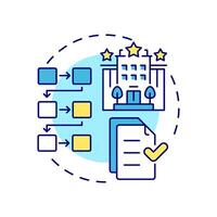 Hotel sops multi color concept icon. Hospitality industry, task management. Quality standards. Round shape line illustration. Abstract idea. Graphic design. Easy to use in infographic, presentation vector