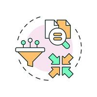 Item-based filtering multi color concept icon. Data collection, organization. Methodology, algorithms. Round shape line illustration. Abstract idea. Graphic design. Easy to use article, blog post vector