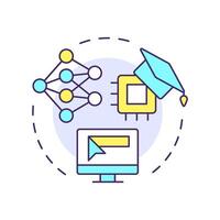 DL recommender systems multi color concept icon. Deep learning, technology. Data processing. Round shape line illustration. Abstract idea. Graphic design. Easy to use article, blog post vector