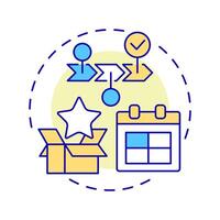 Order scheduling multi color concept icon. Task processing, workflow planning. Round shape line illustration. Abstract idea. Graphic design. Easy to use in infographic, presentation vector