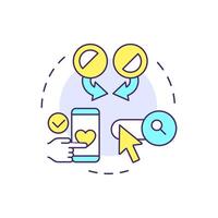 Hybrid recommender systems multi color concept icon. Personalized content, preferences. User data. Round shape line illustration. Abstract idea. Graphic design. Easy to use article, blog post vector