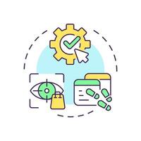 Implicit feedback multi color concept icon. User behavior, tracking. Data collection, technology. Round shape line illustration. Abstract idea. Graphic design. Easy to use article, blog post vector