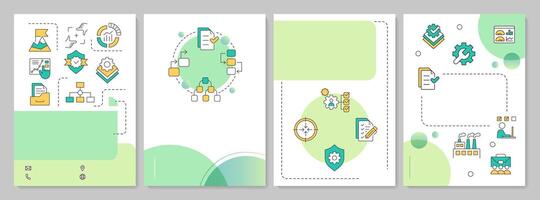 SOP instructions green circle brochure template. Leaflet design with linear icons. Editable 4 layouts for presentation, annual reports vector