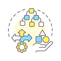 Diversity multi color concept icon. Data management, filtering. Methodology, algorithms. Round shape line illustration. Abstract idea. Graphic design. Easy to use article, blog post vector
