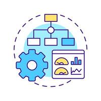 Procedures multi color concept icon. Hierarchy structure, performance monitoring. Round shape line illustration. Abstract idea. Graphic design. Easy to use in infographic, presentation vector