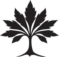 a black and white illustration of a tree with leaves vector