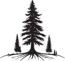 a silhouette of a tree with roots vector