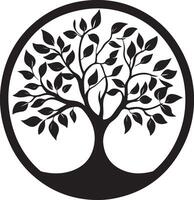 a black and white silhouette of a tree with leaves vector