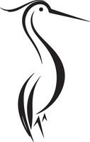 a black and white heron silhouette on a white background vector