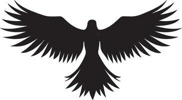 a black bird with wings spread out on a white background vector