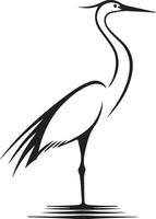heron silhouette on white background vector