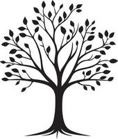 a black and white tree with leaves vector