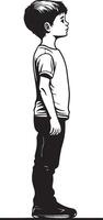 a boy standing in front of a white background vector