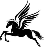 a black and white image of a horse with wings vector