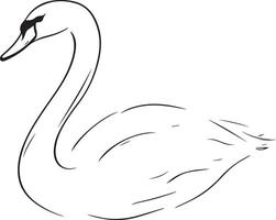 a black and white drawing of a swan vector