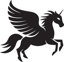 a black and white image of a winged horse vector