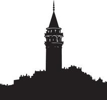 silhouette of the galata tower vector