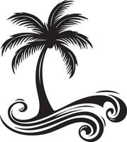 palm tree with waves illustration vector