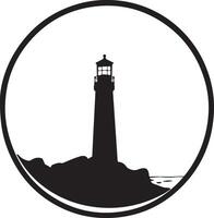 a lighthouse in a circle with a black and white image vector