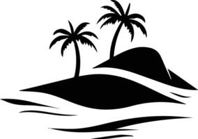 tropical island with palm trees and waves illustration vector