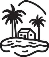 a black and white drawing of a house on an island vector