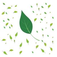 flat design of the leaf. around the leaf there are small leaves like a falling leaf pattern vector