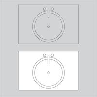 Illustration Design of a unique wash basin icon. A circular wash basin with a table that holds it, suitable for your home plan design vector