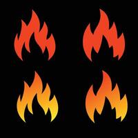 Fire icon illustration design. There are flat designs and gradient color designs. 4 fire icon designs vector