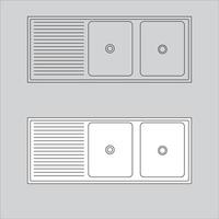 Illustration Design of sink icon. The sink icon is black and white and there is an outline too. vector
