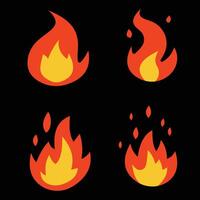 design 4 fire icons. design in flat design style. icon set of fire icons. fire design like a blazing fire vector